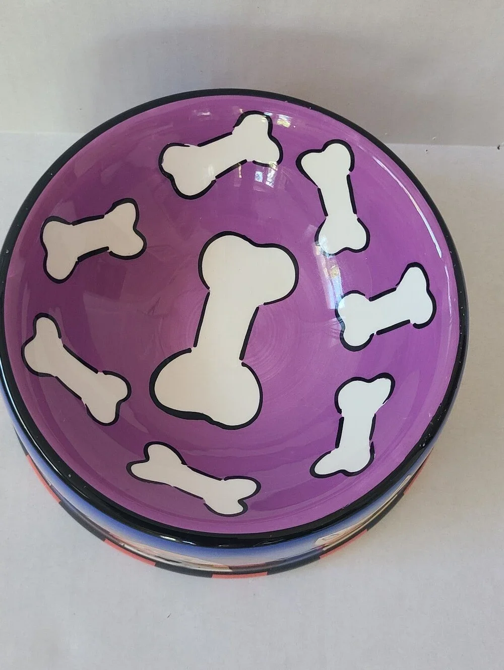 Candace Reiter Dogzilla Ceramic Dog Bowl Hand Painted 2001